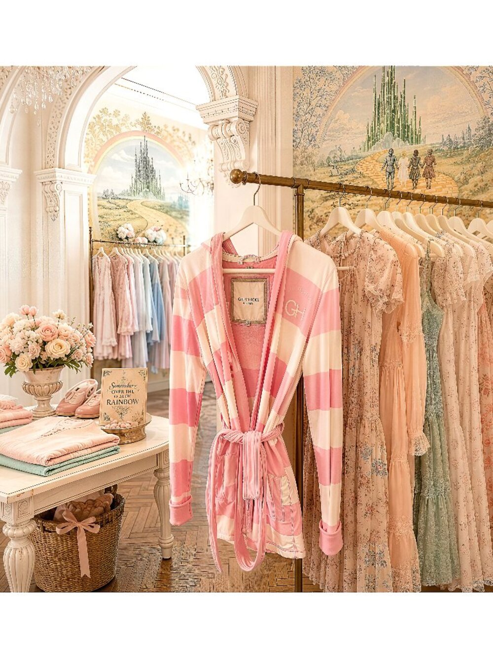 Gilly Hicks Sydney Pink & White Striped Hooded Fleece Robe – XS/S